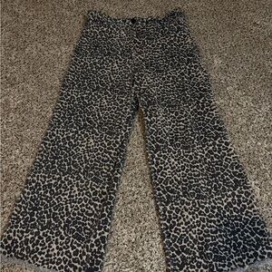 Leopard Print Wide Leg Pants - Black & Tan